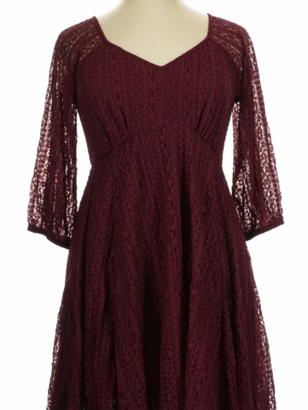 NWT Torrid Burgundy Lace Fit & Flare Dress Size 1X 14/16 Romantic Lace Midi - Picture 5 of 7